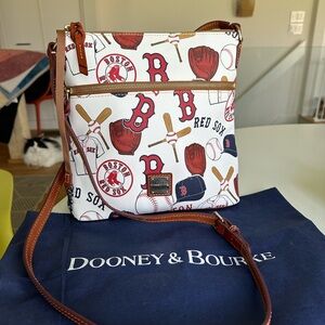 Dooney & Bourke White and Brown Crossbody Bag with Sports Design
